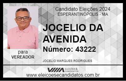 Candidato JOCELIO DA AVENIDA 2024 - ESPERANTINÓPOLIS - Eleições