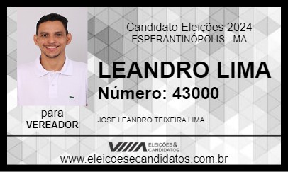 Candidato LEANDRO LIMA 2024 - ESPERANTINÓPOLIS - Eleições