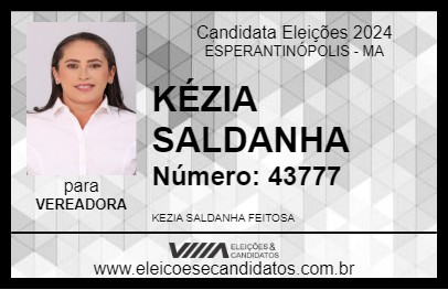 Candidato KÉZIA SALDANHA 2024 - ESPERANTINÓPOLIS - Eleições