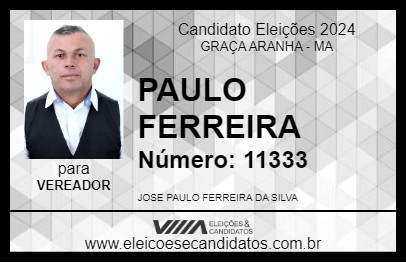 Candidato PAULO FERREIRA 2024 - GRAÇA ARANHA - Eleições