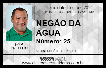 Candidato NEGÃO DA ÁGUA 2024 - BOM JESUS DAS SELVAS - Eleições