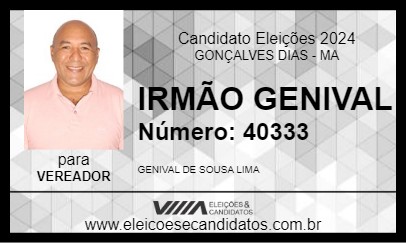 Candidato IRMÃO GENIVAL 2024 - GONÇALVES DIAS - Eleições