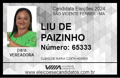 Candidato LIU DE PAIZINHO 2024 - SÃO VICENTE FERRER - Eleições