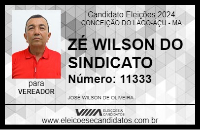 Candidato ZÉ WILSON DO SINDICATO 2024 - CONCEIÇÃO DO LAGO-AÇU - Eleições