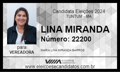 Candidato LINA MIRANDA 2024 - TUNTUM - Eleições