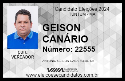 Candidato GEISON CANÁRIO 2024 - TUNTUM - Eleições