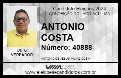 Candidato ANTONIO COSTA 2024 - CONCEIÇÃO DO LAGO-AÇU - Eleições