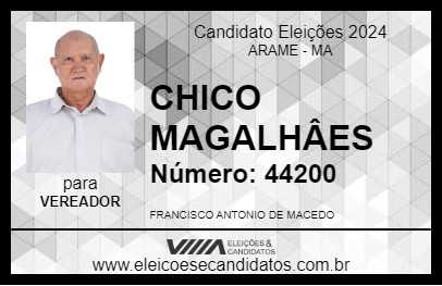 Candidato CHICO MAGALHÂES 2024 - ARAME - Eleições