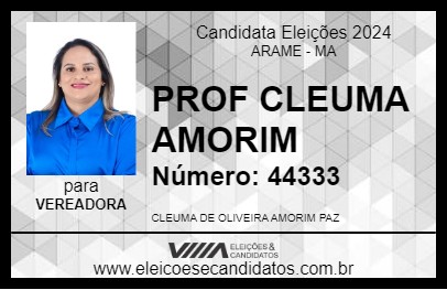 Candidato PROF CLEUMA AMORIM 2024 - ARAME - Eleições