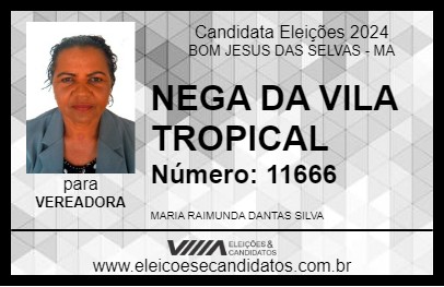 Candidato NEGA DA VILA TROPICAL 2024 - BOM JESUS DAS SELVAS - Eleições