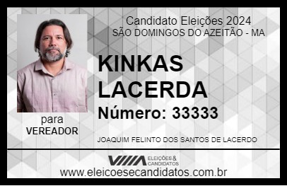 Candidato KINKAS LACERDA 2024 - SÃO DOMINGOS DO AZEITÃO - Eleições