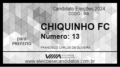 Candidato CHIQUINHO FC 2024 - CODÓ - Eleições