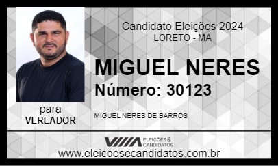 Candidato MIGUEL NERES 2024 - LORETO - Eleições