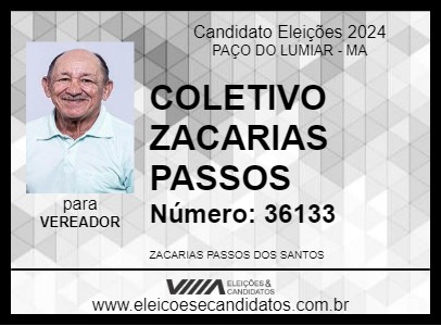 Candidato COLETIVO ZACARIAS PASSOS 2024 - PAÇO DO LUMIAR - Eleições