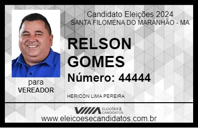 Candidato RELSON GOMES 2024 - SANTA FILOMENA DO MARANHÃO - Eleições