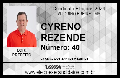 Candidato CYRENO REZENDE 2024 - VITORINO FREIRE - Eleições