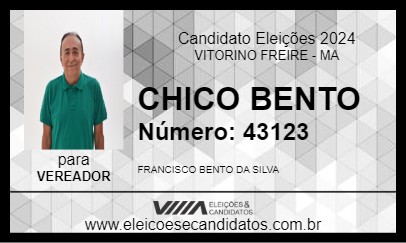 Candidato CHICO BENTO 2024 - VITORINO FREIRE - Eleições