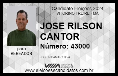 Candidato JOSE RILSON CANTOR 2024 - VITORINO FREIRE - Eleições