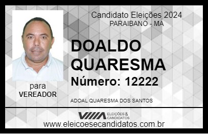 Candidato DOALDO QUARESMA 2024 - PARAIBANO - Eleições