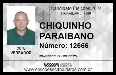 Candidato CHIQUINHO PARAIBANO 2024 - PARAIBANO - Eleições