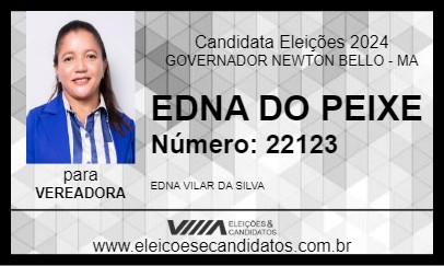 Candidato EDNA DO PEIXE 2024 - GOVERNADOR NEWTON BELLO - Eleições