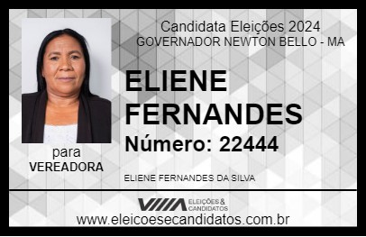 Candidato ELIENE FERNANDES   2024 - GOVERNADOR NEWTON BELLO - Eleições