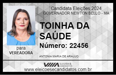 Candidato TOINHA DA SAÚDE 2024 - GOVERNADOR NEWTON BELLO - Eleições