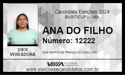 Candidato ANA DO FILHO 2024 - BURITICUPU - Eleições