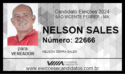 Candidato NELSON SALES 2024 - SÃO VICENTE FERRER - Eleições