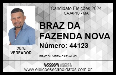 Candidato BRAZ DA FAZENDA NOVA 2024 - CAJAPIÓ - Eleições