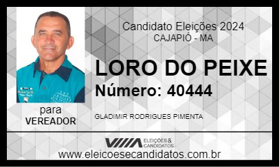 Candidato LOURO DO PEIXE 2024 - CAJAPIÓ - Eleições