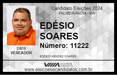 Candidato EDÉSIO SOARES 2024 - PALMEIRÂNDIA - Eleições