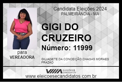 Candidato GIGI DO CRUZEIRO 2024 - PALMEIRÂNDIA - Eleições