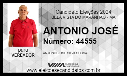 Candidato ANTONIO JOSÉ 2024 - BELA VISTA DO MARANHÃO - Eleições