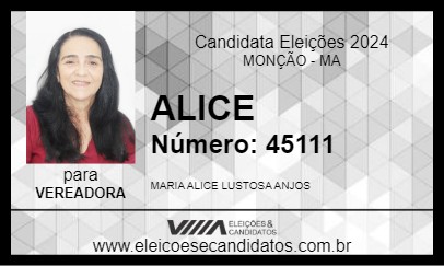 Candidato ALICE 2024 - MONÇÃO - Eleições