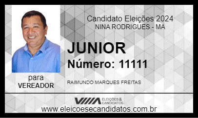 Candidato JUNIOR 2024 - NINA RODRIGUES - Eleições