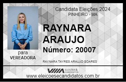 Candidato RAYNARA  ARAUJO 2024 - PINHEIRO - Eleições