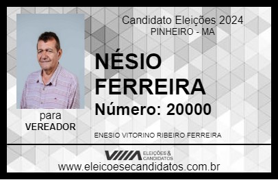 Candidato NÉSIO  FERREIRA 2024 - PINHEIRO - Eleições