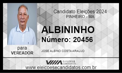 Candidato ALBININHO  2024 - PINHEIRO - Eleições