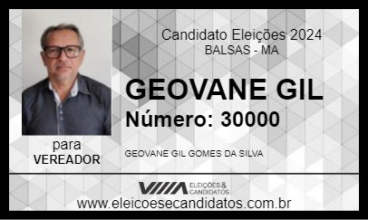 Candidato GEOVANE GIL 2024 - BALSAS - Eleições