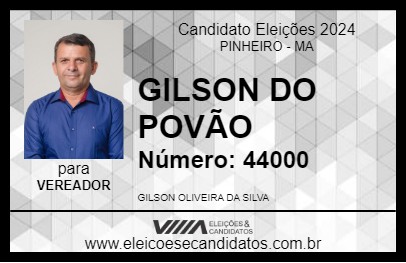 Candidato GILSON DO POVÃO 2024 - PINHEIRO - Eleições