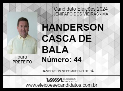 Candidato HANDERSON CASCA DE BALA 2024 - JENIPAPO DOS VIEIRAS - Eleições