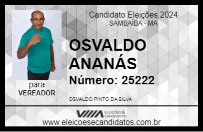 Candidato OSVALDO ANANÁS 2024 - SAMBAÍBA - Eleições