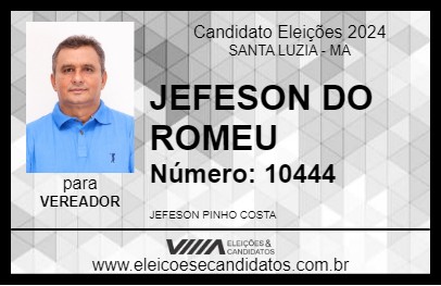 Candidato JEFESON DO ROMEU 2024 - SANTA LUZIA - Eleições