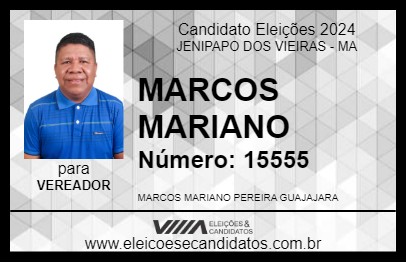 Candidato MARCOS MARIANO 2024 - JENIPAPO DOS VIEIRAS - Eleições