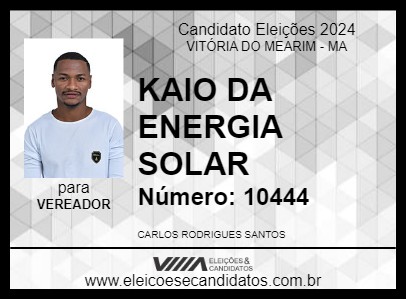 Candidato KAIO DA ENERGIA SOLAR 2024 - VITÓRIA DO MEARIM - Eleições