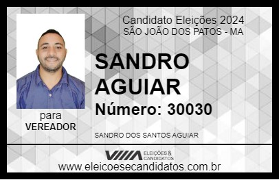 Candidato SANDRO AGUIAR 2024 - SÃO JOÃO DOS PATOS - Eleições