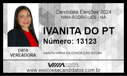 Candidato IVANITA DO PT 2024 - NINA RODRIGUES - Eleições