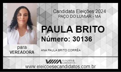 Candidato PAULA BRITO 2024 - PAÇO DO LUMIAR - Eleições