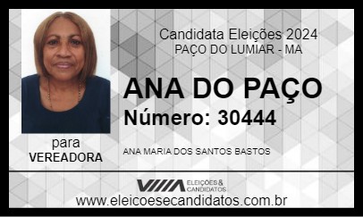 Candidato ANA DO PAÇO 2024 - PAÇO DO LUMIAR - Eleições